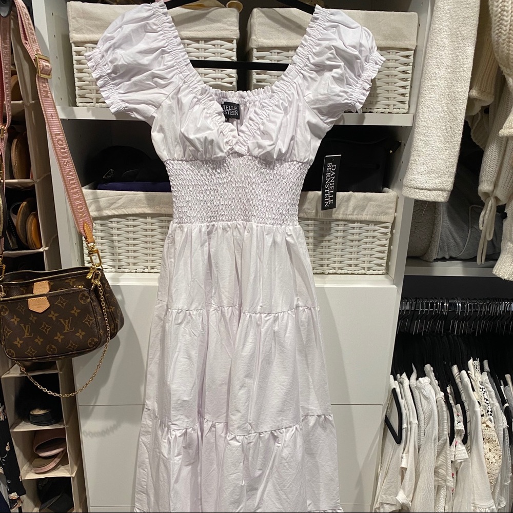Danielle Bernstein Solid Poplin Midi Dress - Cloud